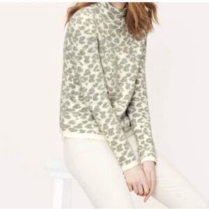 LOFT Gray Leopard Cowl Neck  Soft Knit Sweater XL Casual Business